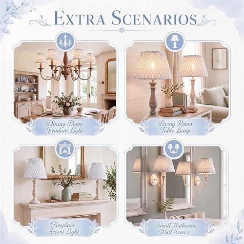 VIHOSE Small Pleated Lamp Shades Set of 2 Blue Tree Slant Small Sconce Lampshades Clip on Bulb 3" Top x 5.5" Bottom x 4.7" Classic Pleated Style Bulb Cover for Wall Sconces Pendant Lighting Chandelier thumbnail 7