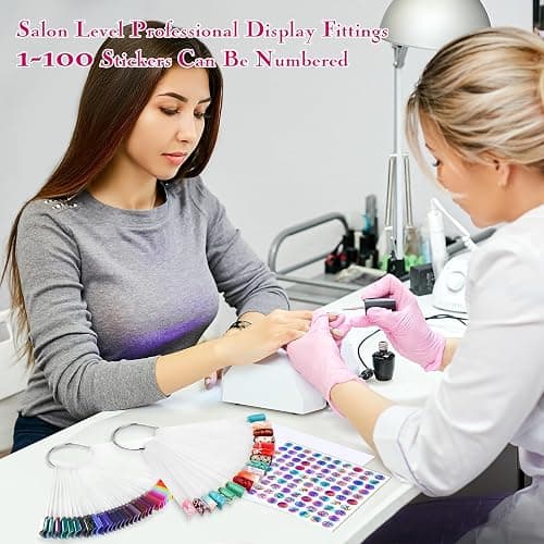 AiQInu 100 Stück Nagel Display, Nail Art, Transparent Farbe Karte Platten Nagellack Display Ring Sticks, Nagel Display Salon Übungen thumbnail 3