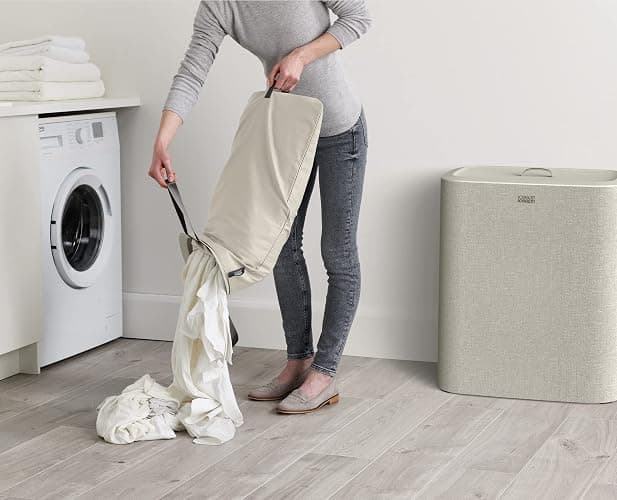 Joseph Joseph Tota Trio 90 liter/23.8 gallon Laundry Hamper Separation Basket with lid, 3 Removable Washing Bags with Handles- Ecru thumbnail 4