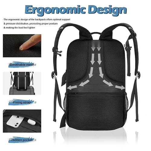 GoHimal Skateboard Backpack,17in Laptop Bag for Men&Women(Black) | USB Charging Port,Multi-Sport Design,Anti-Theft thumbnail 5