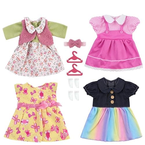Aolso Baby Doll Clothes for 14-18 Inch/35-45 cm Dolls, New Doll Clothes Outfits, Sweet Dress with Coat Hanger, New Born Baby Dolls Girls Birthday（Sleeveless） - Image 1