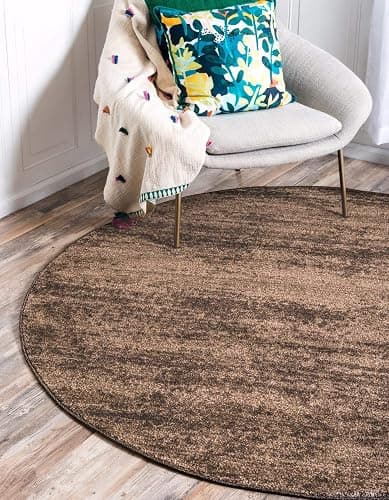 Unique Loom Del Mar Collection Area Rug - Lucille (6' 1" Round, Brown/ Ivory) - Image 1