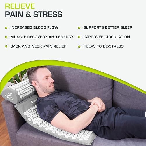 ProsourceFit Acupressure Mat and Pillow Set for Back/Neck Pain Relief and Muscle Relaxation thumbnail 4