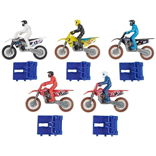 Supercross, Authentic 5-Pack of 1:24 Scale Die-Cast Motorcycles with Rider Figure, Toy Moto Bike for Kids and Collectors Ages 3 and up thumbnail 8