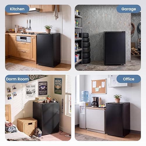 DUMOS 3.2 Cu.Ft Mini Fridge with Freezer, Single Door Refrigerator with Adjustable Thermostat, Compact Small Fridge for Bedroom, Office, Dorm, Black, Single Door thumbnail 8