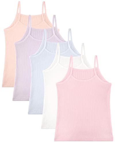 Donella Girls Camisole Undershirts - Toddler Girls Cotton Ribbed Cami 5 Pack - Image 1