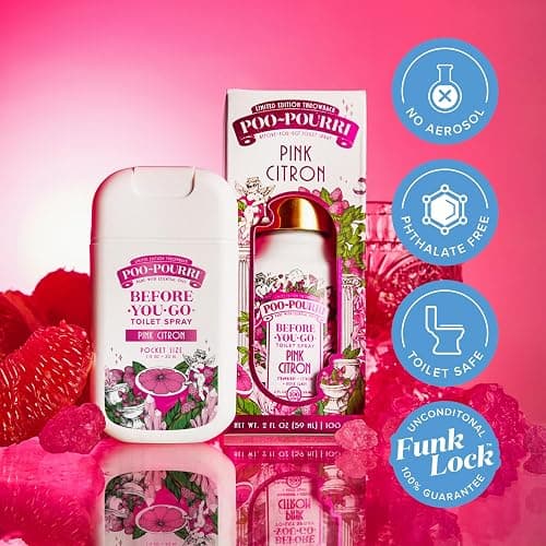Poo-Pourri Before-You-Go Pocket Toilet Spray, Travel Essentials, Pink Citron, 1 Fl Oz, Up to 50 Uses, On-The-Go Bathroom Odor Deodorizer with Essential Oils, TSA Approved Size thumbnail 6