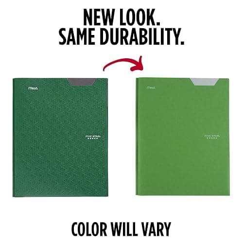 Five Star 2-Pocket Folder, Plastic Folder with Stay-Put Tabs and Prong Fasteners, Holds 8-1/2" x 11" Paper, Forest Green (72111) thumbnail 4