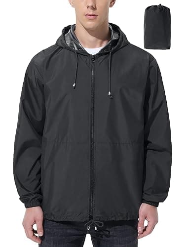 UIQUR Mens Rain Jacket Raincoat Windbreaker Running Waterproof Lightweight Packable with Hood Travel Hiking Cycling - Image 1