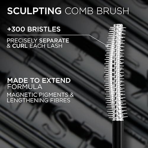 L’Oréal Paris Extensionist Mascara, Lengthening Mascara, Extension-like Length & Volume, For Sensitive Eyes, Clump-Free, Blackest Black WSH, 9.9 mL thumbnail 5