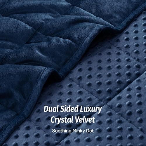 Wemore Minky Dot Weighted Blanket for Adults Twin Size 15 lb, Soft Heavy Blanket for Stress Relief and Sleep Promotion, Breathable Blanket for All-Season with Glass Beads, Navy Blue 60 x 80 inches thumbnail 2