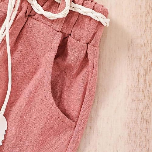 YOUNGER TREE Toddler Baby Girls Clothes Watermelon T-shirt + Linen Shorts with Belt Cute Summer Short Set thumbnail 7