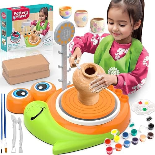 Pottery Wheel for Kids-Complete Pottery Painting Kit Arts and Crafts for Kids Ages 8-12, Clay Sculpting Tools with 1.7lb Air Dry Clay, Birthday Christmas Gifts Toys for Boy Girls Age 6 7 8 9 10 11 12 - Image 1