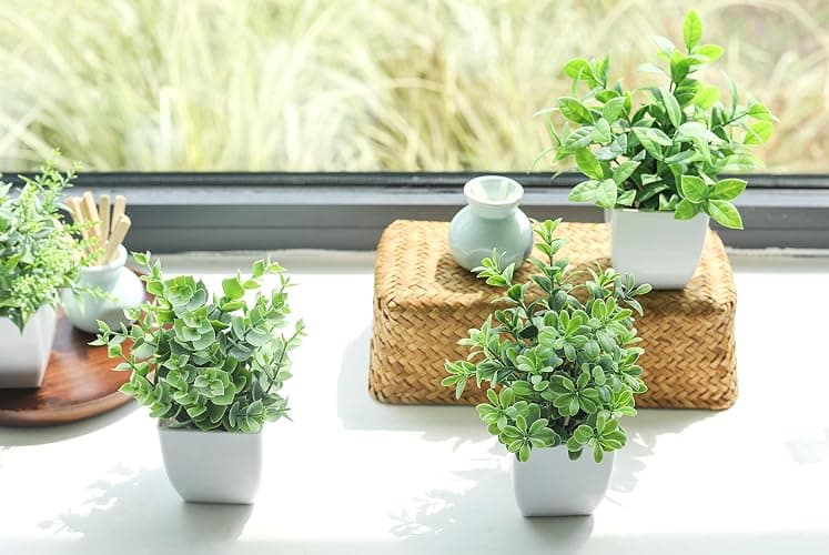 Der Rose 4 Pack Fake Plants Mini Artificial Greenery Potted Plants for Home Decor Indoor Office Table Room Farmhouse Bathroom Decor thumbnail 6