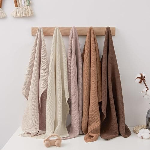 Susurration Baby Burp Cloths Muslin 100% Cotton Burp Cloths 5 Pack, Organic Fabric Burp Cloths for Baby Boy Girl, Newborn Essentials Registry-Brown thumbnail 6
