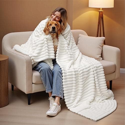 Bedsure Soft Cozy King Size Fleece Blankets for Bed Off White 108"x90" | Birthday Gifts for Women Mom Her, Warm Lightweight Cozy Fluffy Throw Blanket Sofa, Dorm Room Home Decor, Machine Washable thumbnail 8