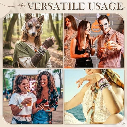 Nosiny 10pcs Therian Bracelets Fairy Grunge Stacking Leather Beaded Stretch Bracelet Therian Pride Symbol Accessory Gift thumbnail 6