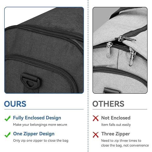 Garment Duffle Bags for Travel, Bukere Convertible Carry on Garment Duffel Bag for Men Women, Shoe Compartment, 2 in 1 Hanging Dress Suitcase Suit Travel Bags, Midnight Grey thumbnail 5