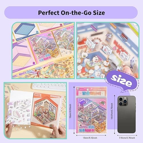 3D Sticker Scene Book Sticker Therapy for Adults and Kids 2 Books with 12 Sets of DIY 3D House Stickers Featuring Various Themes thumbnail 3