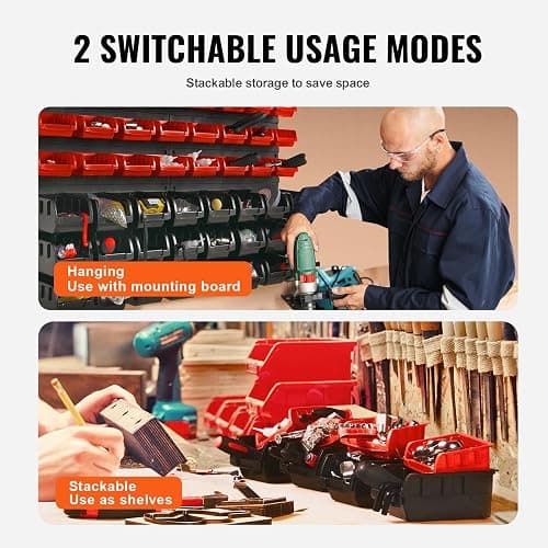 VEVOR 48-Bin Wall Mounted Storage Bins Parts Rack Organizer Garage Shop Tool Organizer for Screws, Nuts, Bolts, Nails, Beads, and Small Hardware Parts, With Wall Panels thumbnail 5