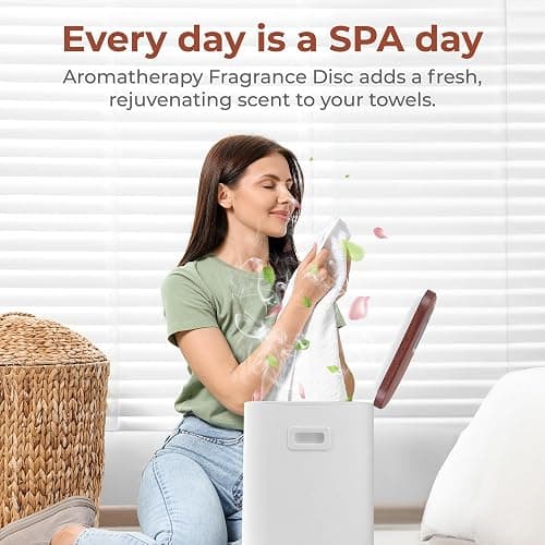 SereneLife Towel Warmer - 23L Capacity Bucket with Timer Function, Fits Up to Two Oversized Towels for Bathroom, Wood thumbnail 3
