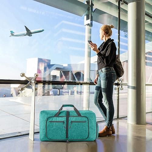 Vomgomfom 65L/85L/115L Foldable Travel Duffle Bag, Lightweight Checked Luggage with Shoe Compartment, Water-Resistant Weekender Overnight Bag for Men & Women thumbnail 7
