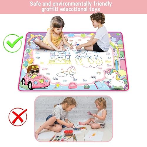Water Doodle Mat- Kids Painting Writing Doodle Board Toy - Color Drawing Mat Bring Magic Pens Educational Toys for Age 3 4 5 6 7 8 9 10 Year Old Girls Boys Toddler Present thumbnail 7