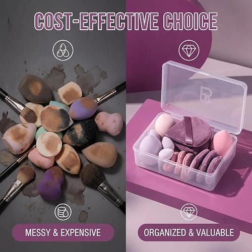Makeup Sponge Set BS-MALL Triangle Puff 14 Pcs for Liquid, Cream, and Powder, Multi-colored Makeup Sponges and Mini Sponge with Case (A-Purple) thumbnail 8