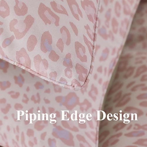FADFAY Cheetah Print Duvet Cover Set, 3 Pieces 100% Cotton Soft Bedding Set(1 Leopard Print Comforter Cover + 2 Pillowcases), Zipper Closure(Queen, Pink) thumbnail 4
