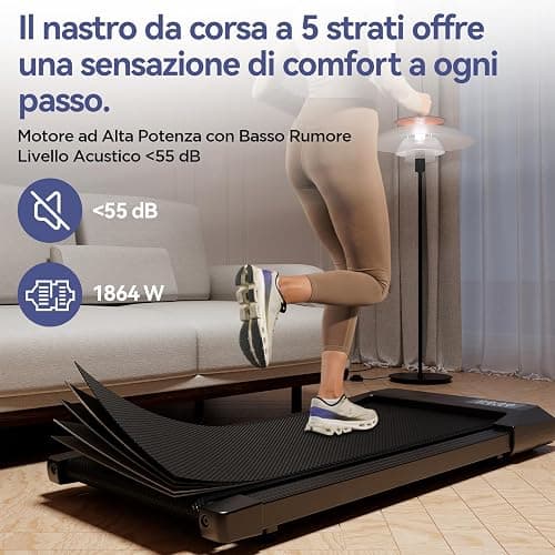 Copant Tapis roulant, tapis roulant con LCD Scarn, pedana da 2,5 HP con APP e controllo remoto, carico massimo 159 kg, con corsi di allenamento e corse, 1-8km/h per casa o ufficio thumbnail 3
