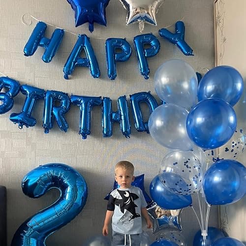 Blue Happy Birthday Balloon Banner, 16 Inch Foil Mylar Happy Birthday Balloons Letters, Reusable Happy Birthday Sign, Blue Birthday Decorations for Women, Men, Boys and Girls thumbnail 5