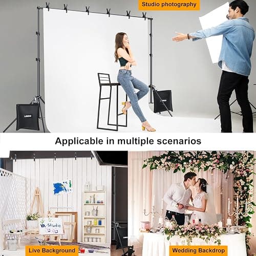 LINCO Backdrop Stand 10x7ft(WxH) Adjustable Photo Studio Back Drop Background Holder Frame with Clamps, SandBag, Carry Bag for Parties, Events, Photography, Photoshoot, Banner 4172 thumbnail 6