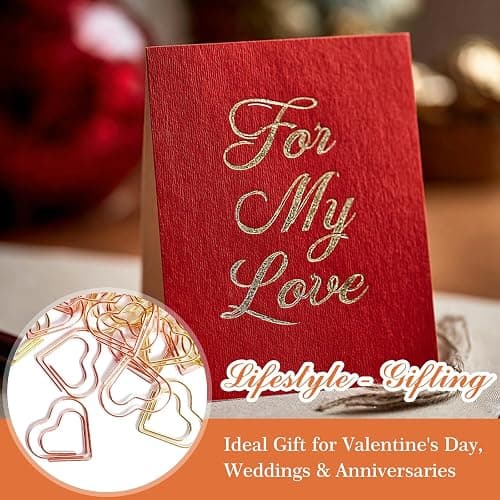 Love Heart Paper Clips, 100 Pack (Gold and Rose Gold), Cute Love Shaped Stainless Steel Metal Bookmarks for Document Note Sorting, Wedding Decoration, Crafts, Kids, Office Supplies thumbnail 7