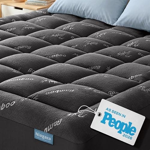Niagara Sleep Solution Ultra Soft Twin XL Size Mattress Topper - Rayon Derived from Bamboo Pillow Top Mattress Pad for Back Pain Relief - Naturally Cooling for Hot Sleepers, Dark Gray - Image 1