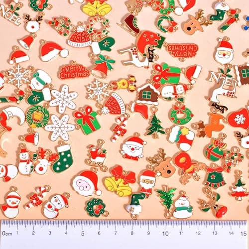 stino 140Pcs Paired Christmas Metal Charms for Jewelry Making, with 200Pcs loops & 50Pcs Earring Hooks, for Necklace Earrings Bracelet Crafts thumbnail 5