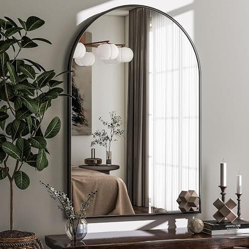 HARRITPURE 20"x30" Arched Bathroom Mirror - Wall Mounted Mirror - Black Arch Mirror - Aluminum Alloy Frame Bathroom Mirror Living Room, Bedroom and Entryway thumbnail 8