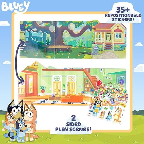 Horizon Group USA Bluey Sticker Playset, 2 Sticker Play Scenes, 35+ Reusable Puffy Bluey Repositionable Stickers for Kids, Perfect for Travel, Screen-Free Fun thumbnail 4