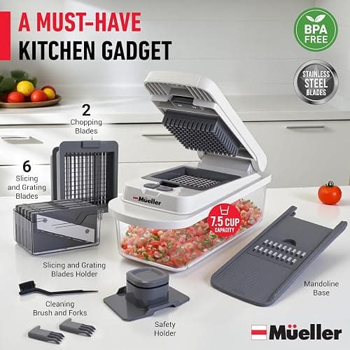 Mueller The Real Original Pro Chopper since 2013 Vegetable Chopper Mandoline Slicer, 8 Blade Food Veggie Chopper Onion Vegetable Cutter with Container, Kitchen Gadgets & Essentials, (10 in 1) thumbnail 8