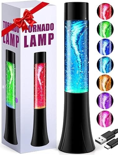 Glitter Tornado lamp for Kids,Beautiful Birthday Christmas Valentines Gifts for Him Kids Teen Boys,Fun Office Home Bedroom Room Decor Night Light,Novelty Liquid Motion Lamps Teenagers Adults Men - Image 1