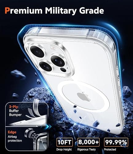 FNTCASE for iPhone 16 Pro Case: Clear Magnetic Phone Cases with Screen Protector Slim Anti Yellowing Rugged Shockproof Protective Transparent Cell Phone Cover (A-Clear) thumbnail 6