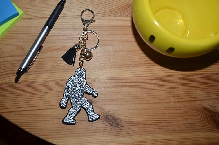 Popfizzy Rhinestone Bigfoot Keychain for Women, Bling Sasquatch Purse Charm for Handbags, Backpack Key Fob, Sparkle Bag Charm thumbnail 4