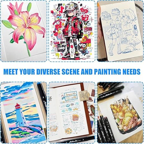 DRAWNICEST 80 Colors Alcohol Markers, Dual Tip Permanent Art Markers with Black Suitcase, For Adults Coloring, Sketching, Card Making and DIY Patinting thumbnail 7