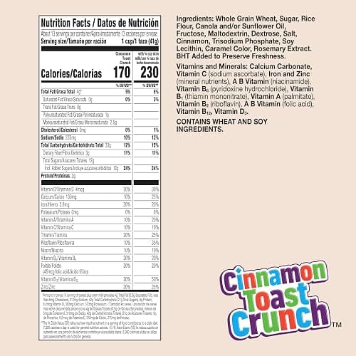 Cinnamon Toast Crunch Breakfast Cereal, Crispy Cinnamon Cereal, Family Size, 18.8 oz thumbnail 2