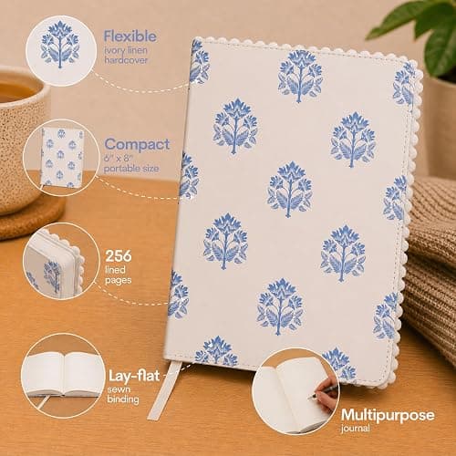 WORLD TRAVELER Eccolo A5 Lined Journal 256 Ivory Pages Lay Flat 6x8 | Hardbound Botanical Cover with Ribbon Bookmark, Smooth Ruled Sheets for Work, School, Diaries and Daily Writing thumbnail 6
