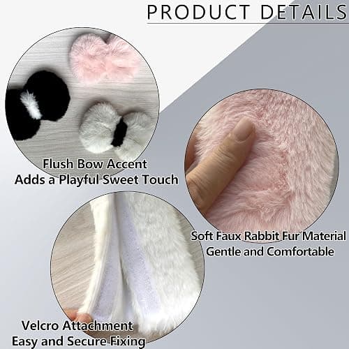 UINSUE Car Neck Pillow 2PCS Plush Bowknot Car Headrest Pillow – Comfortable Neck Support for Driving Soft Touch Fabric Car Pillow Cute Interior Decor (Pink Set 4 Pcs) thumbnail 6