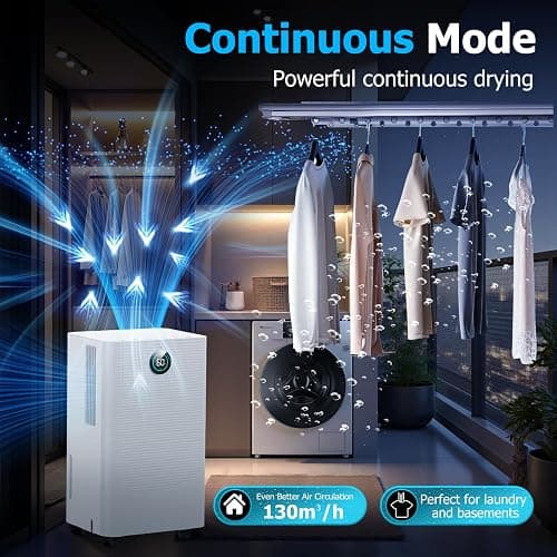 Aridite 12L/day Dehumidifier with Humidity Sensor & Display and 24-Hour Timer, 3 Dehumidification Modes, Suitable Bedrooms, Office, Basements, Continuous Draining, White thumbnail 5