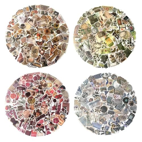 Maxleaf Vintage Washi Sticker Set, 400PCS Floral Retro Nostalgic Ephemera Stickers for Scrapbooking Journaling DIY Crafts Planner Diary Album Handmade Work Journal Envelope Gift Wrapping - Image 1