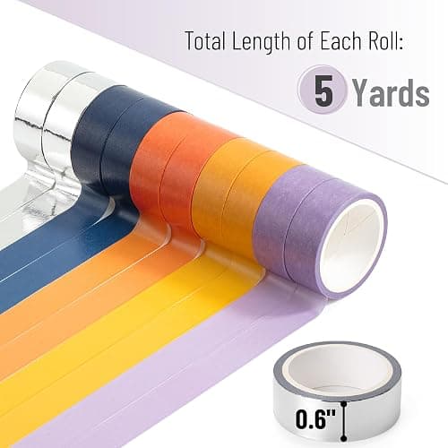 Mr. Pen- Washi Tape Set, 10 Rolls, 5 Yards/Roll, Washi Tape for Scrapbook | Arts, Crafts, Journals and Planners, Autumnal Reverie thumbnail 4