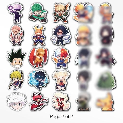 Evercio 50 Pcs Anime Stickers Mixed Pack Trendy Various Manga Stickers Vinyl Decals for Water Bottle Kindle EBook Laptop Phone Notebook Gift for Anime Lover Kids Teens Adults Unique Designs thumbnail 5