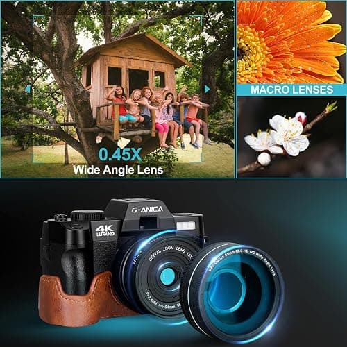 Ture 48MP&4K Digital Cameras for Photography with WiFi & App Control, Vlogging for YouTube with Bag,Compact Travel Camera,Perfect for Entry-Level Users and Beginners with Macro&Wide Lens-32GB Card thumbnail 4